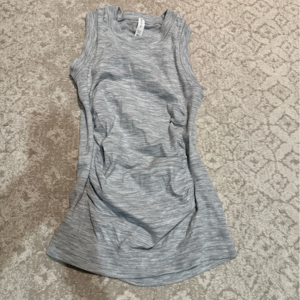Athleta Grey Rouched High Neck Tank Top